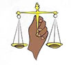 A hand holding on to the scales of justice.